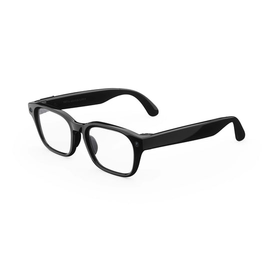 Adventurer - Smart AI glasses — Meta AI 12MP Camera Live Translate — Clear Lenses - Classic Black
