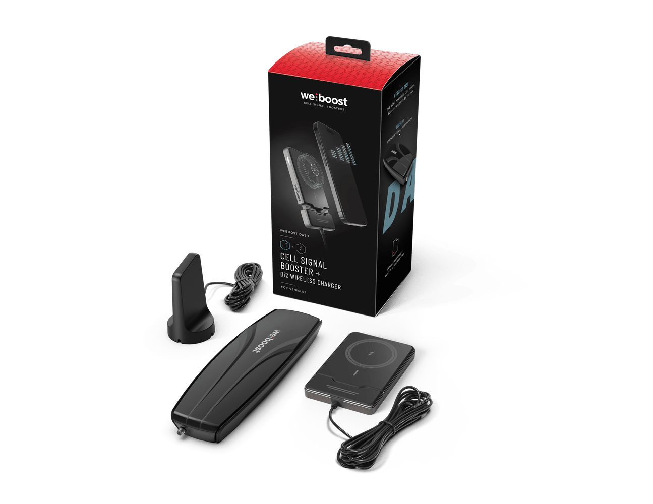 weBoost - Dash Cell Phone Signal Booster with Qi2/MagSafe Compatible Wireless Charger - Black